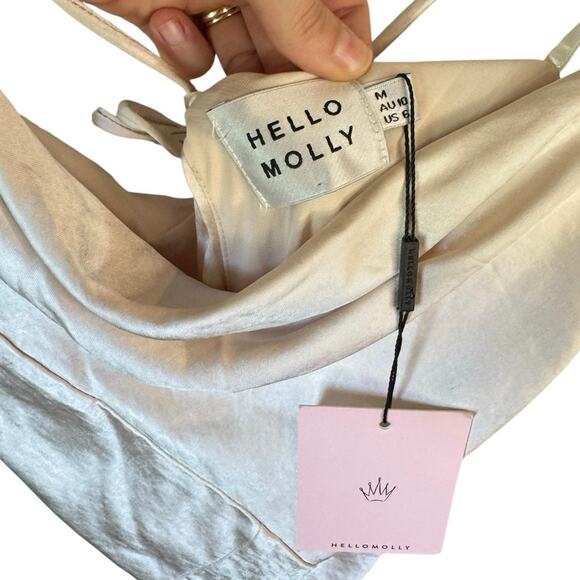 HELLO MOLLY NWT Desert Love Champagne Mini Dress Size Medium / US 6 Lace-Up Back - Picture 3 of 12